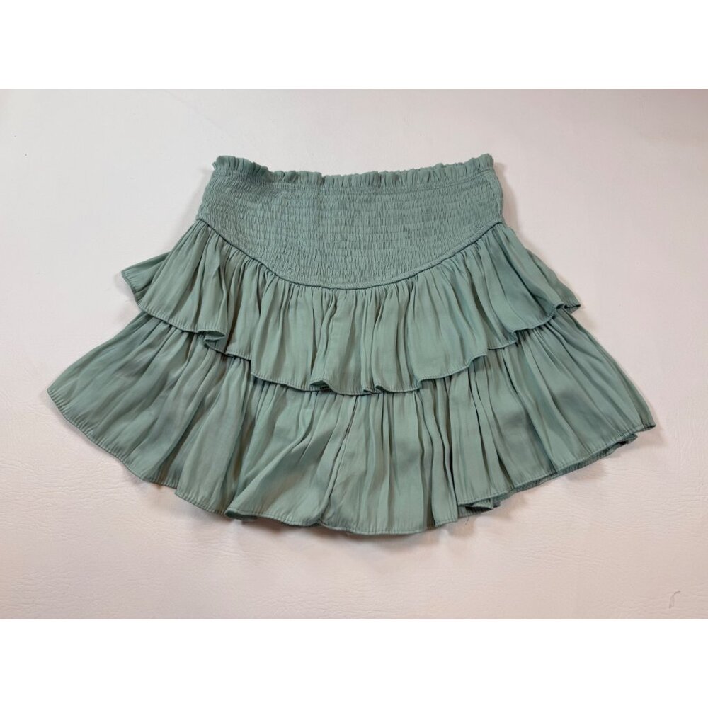 Mustard Seed Mint Green Ruffle Skirt Women S Smocked Waist Summer (LL142)